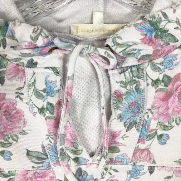NWOT LOVESHACKFANCY Hoodie Sweatshirt S”Kirby”Floral Pink Oversize DistressedHem - Picture 8 of 16